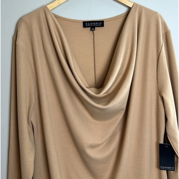 Eloquii Cowl Neck Dress 16 Comfort Casual Career Long Sleeve Elegant Simple Plus - Picture 5 of 12